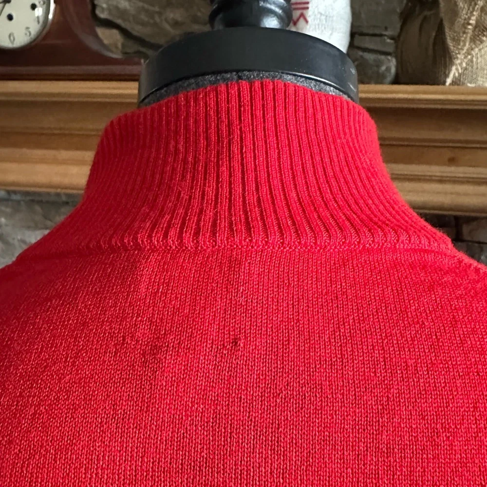THOMAS DEAN Men’s Red Extra Fine Merino Wool Henley Style Sweater - Size XL - Picture 5 of 13
